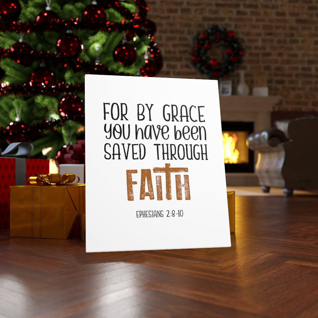 Scripture Walls Saved Through Faith Ephesians 2:8-10 Bible Verse Canvas Christian Wall Art Ready to Hang Unframed-Express Your Love Gifts