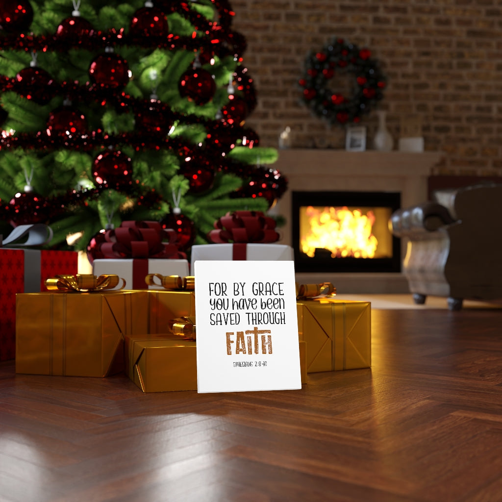 Scripture Walls Saved Through Faith Ephesians 2:8-10 Bible Verse Canvas Christian Wall Art Ready to Hang Unframed-Express Your Love Gifts