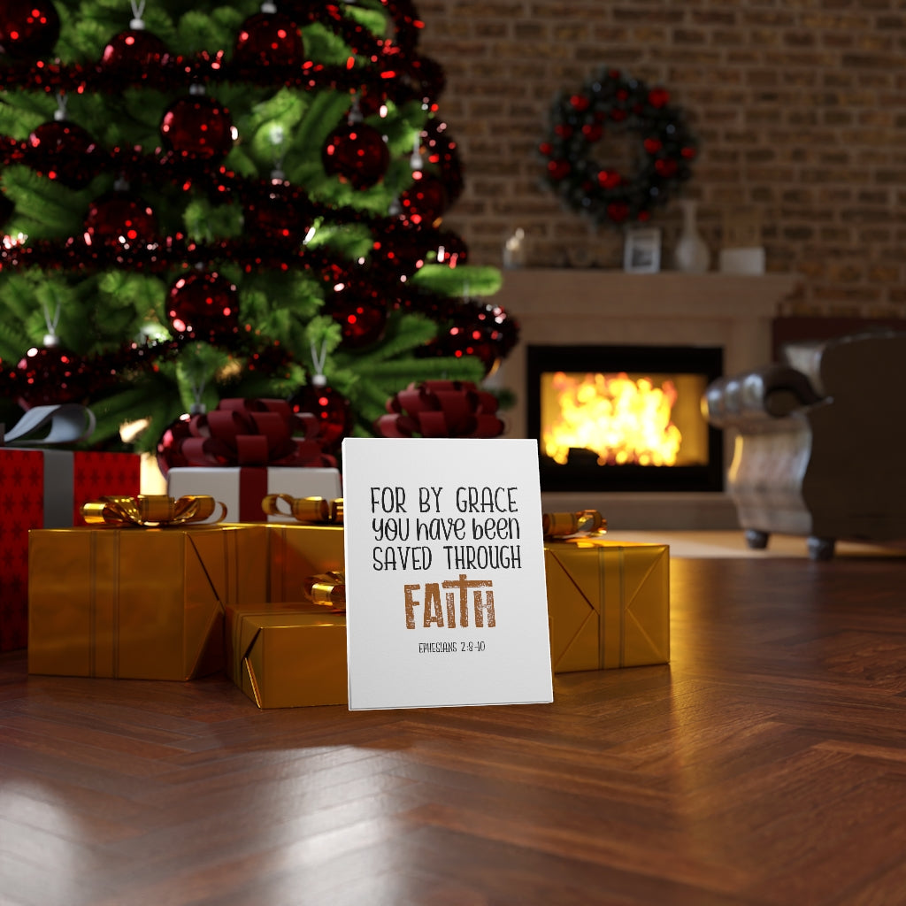 Scripture Walls Saved Through Faith Ephesians 2:8-10 Bible Verse Canvas Christian Wall Art Ready to Hang Unframed-Express Your Love Gifts