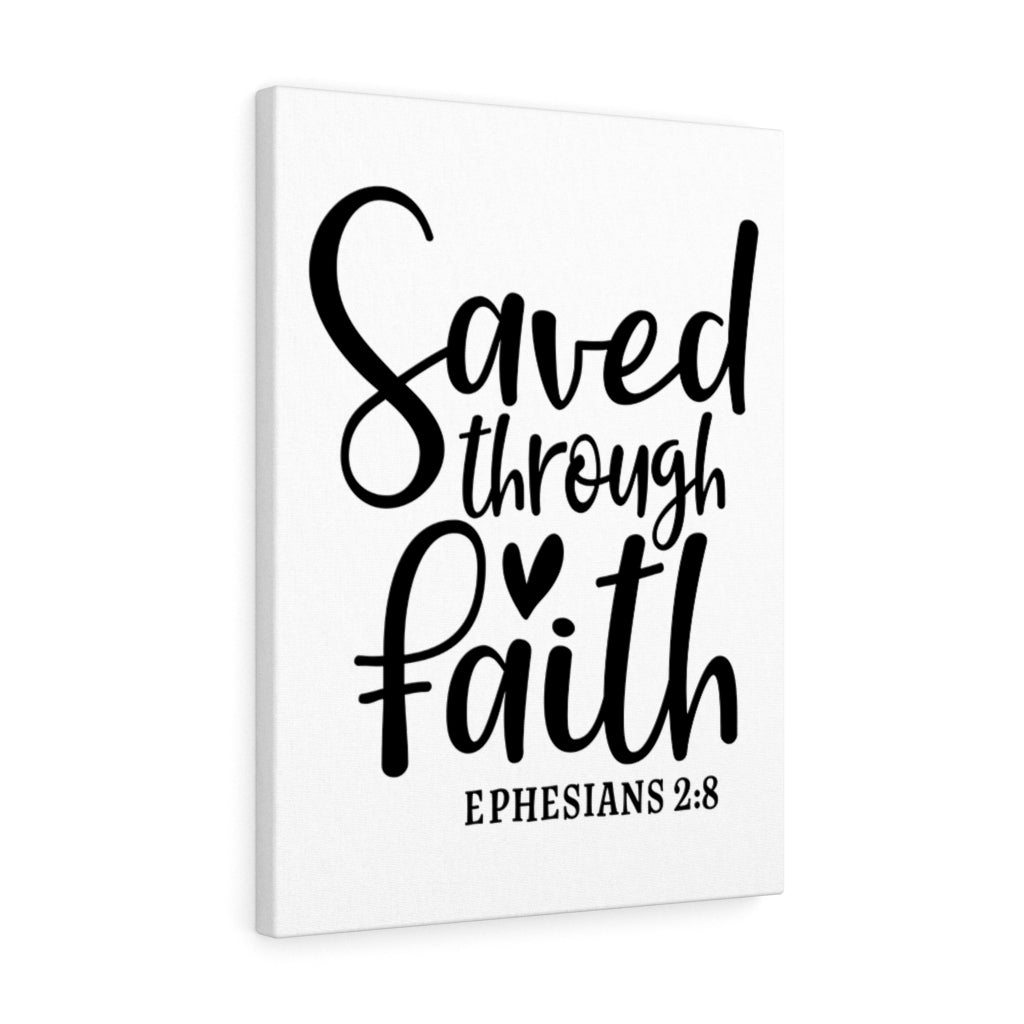Scripture Walls Saved Through Faith Ephesians 2:8 Bible Verse Canvas Christian Wall Art Ready to Hang Unframed-Express Your Love Gifts