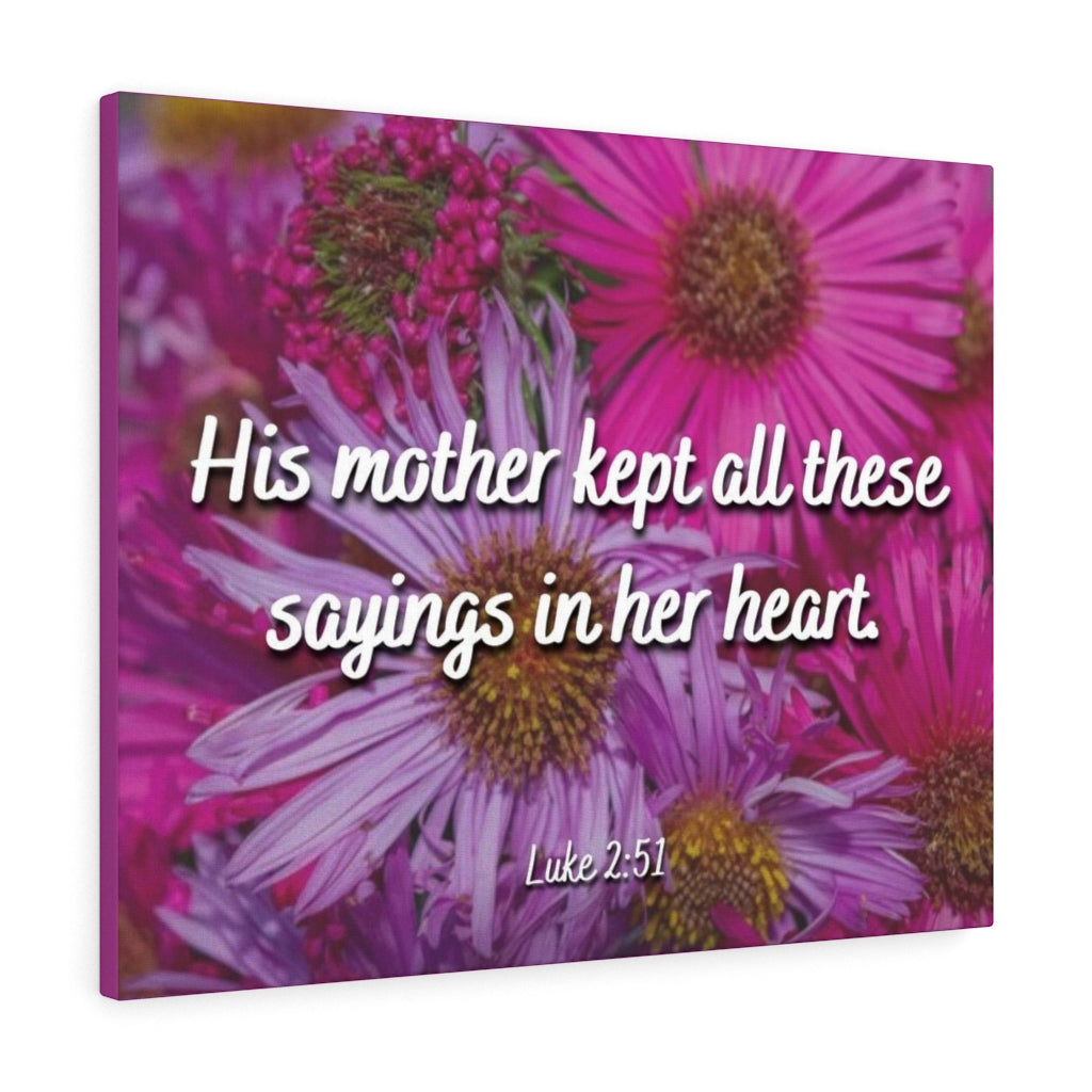 Scripture Walls Sayings In Her Heart Luke 2:51 Bible Verse Canvas Christian Wall Art Ready to Hang Unframed-Express Your Love Gifts