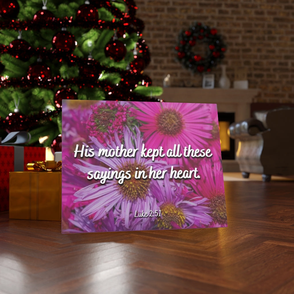 Scripture Walls Sayings In Her Heart Luke 2:51 Bible Verse Canvas Christian Wall Art Ready to Hang Unframed-Express Your Love Gifts