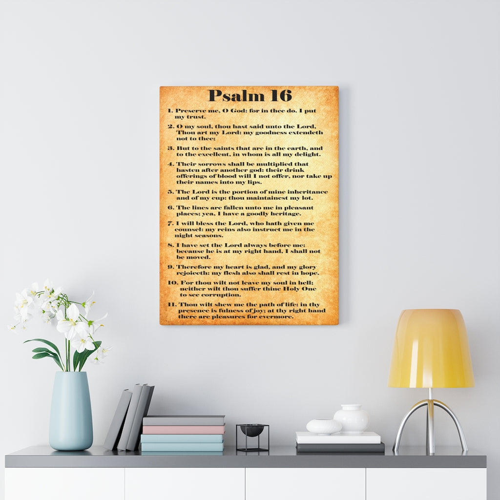 Scripture Walls Security in His Presence Psalm 16 Bible Verse Canvas Christian Wall Art Ready to Hang Unframed-Express Your Love Gifts