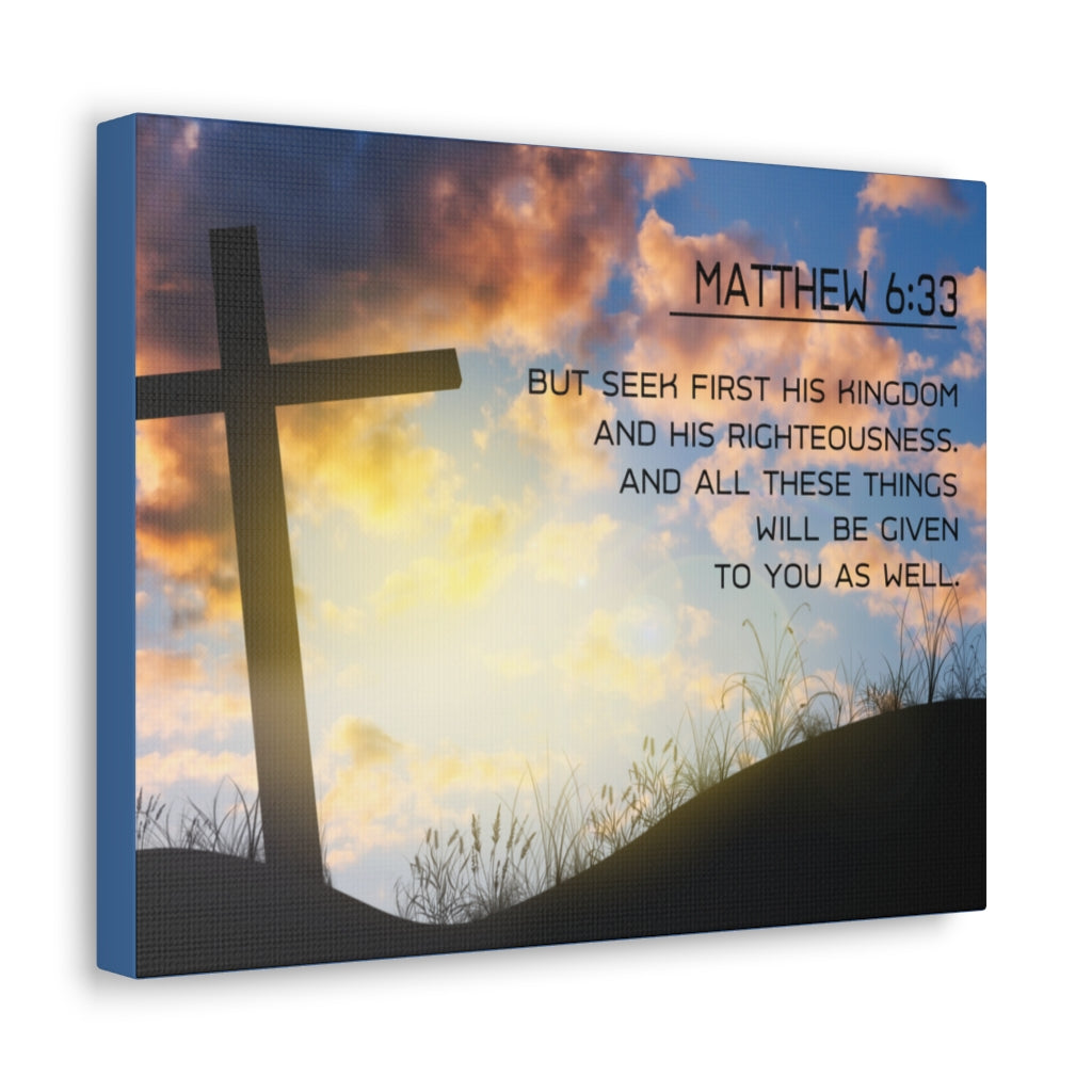 Scripture Walls Seek First Matthew 6:33 Bible Verse Canvas Christian Wall Art Ready to Hang Unframed-Express Your Love Gifts