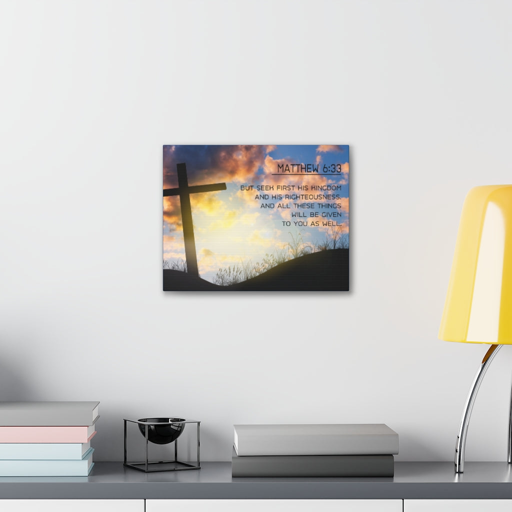 Scripture Walls Seek First Matthew 6:33 Bible Verse Canvas Christian Wall Art Ready to Hang Unframed-Express Your Love Gifts