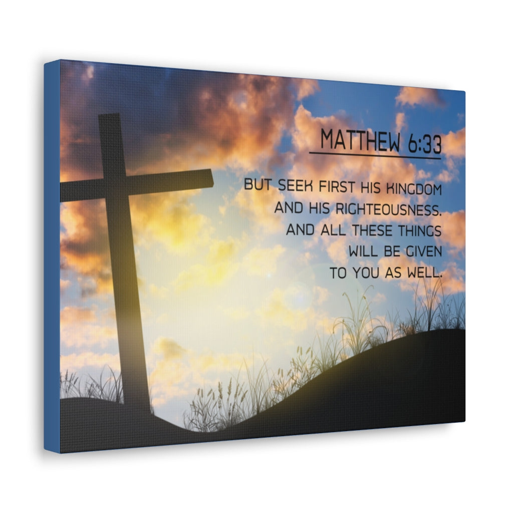 Scripture Walls Seek First Matthew 6:33 Bible Verse Canvas Christian Wall Art Ready to Hang Unframed-Express Your Love Gifts