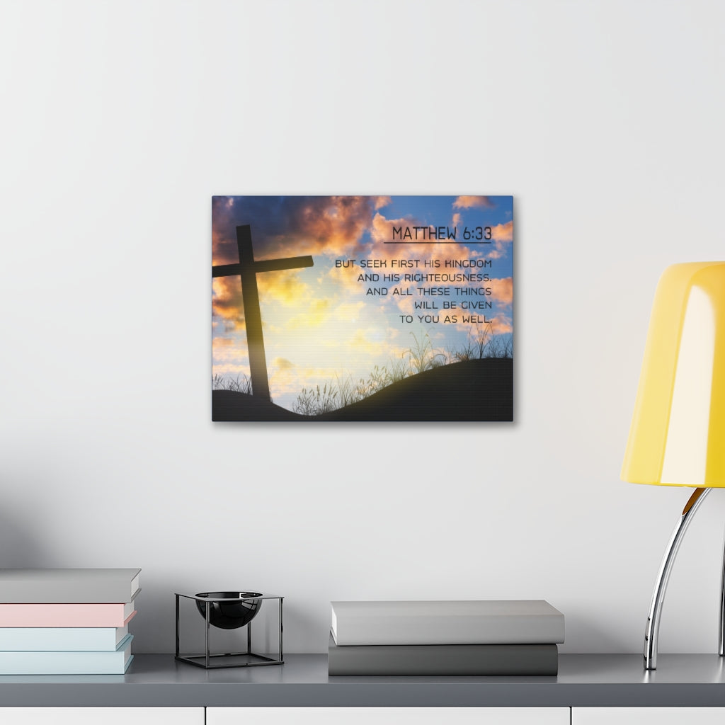 Scripture Walls Seek First Matthew 6:33 Bible Verse Canvas Christian Wall Art Ready to Hang Unframed-Express Your Love Gifts