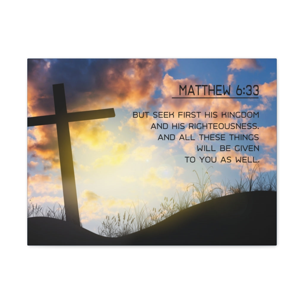 Scripture Walls Seek First Matthew 6:33 Bible Verse Canvas Christian Wall Art Ready to Hang Unframed-Express Your Love Gifts