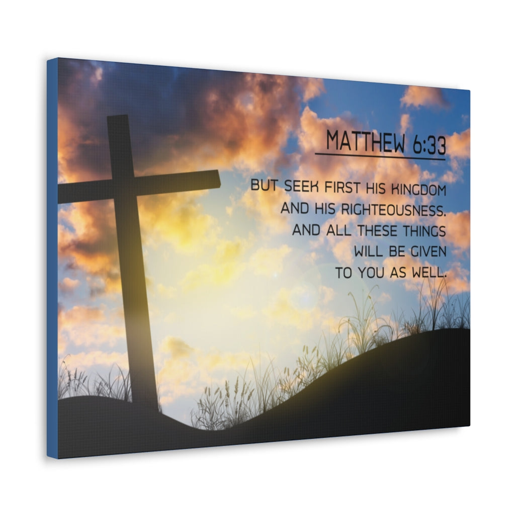 Scripture Walls Seek First Matthew 6:33 Bible Verse Canvas Christian Wall Art Ready to Hang Unframed-Express Your Love Gifts