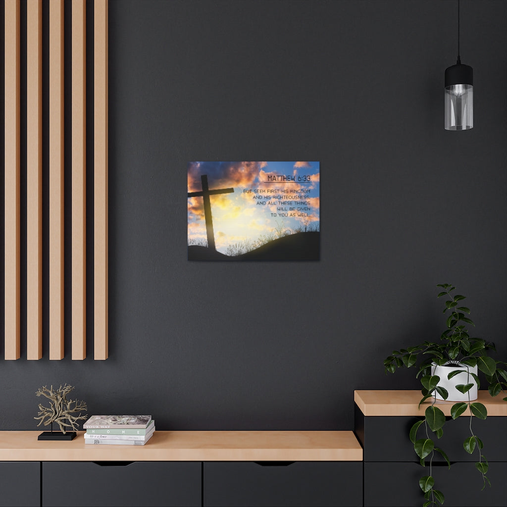 Scripture Walls Seek First Matthew 6:33 Bible Verse Canvas Christian Wall Art Ready to Hang Unframed-Express Your Love Gifts