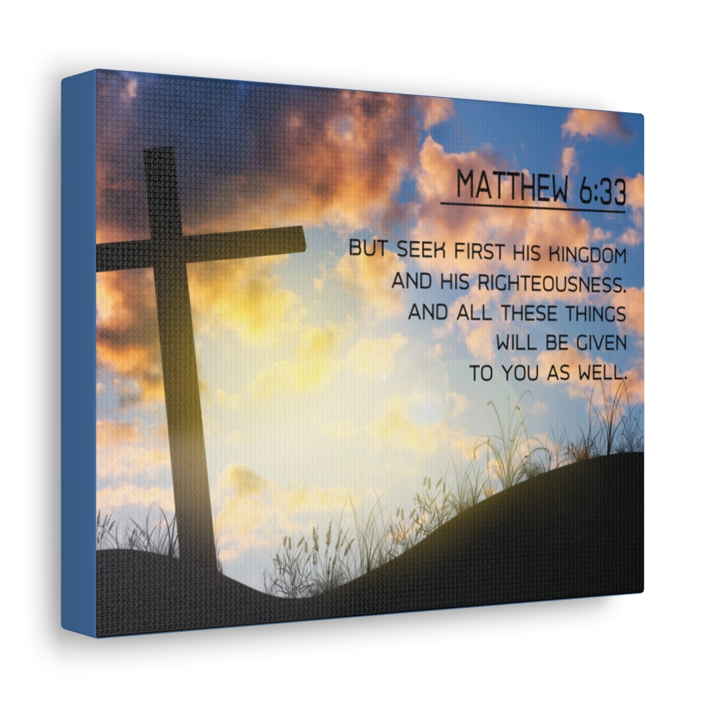 Scripture Walls Seek First Matthew 6:33 Bible Verse Canvas Christian Wall Art Ready to Hang Unframed-Express Your Love Gifts