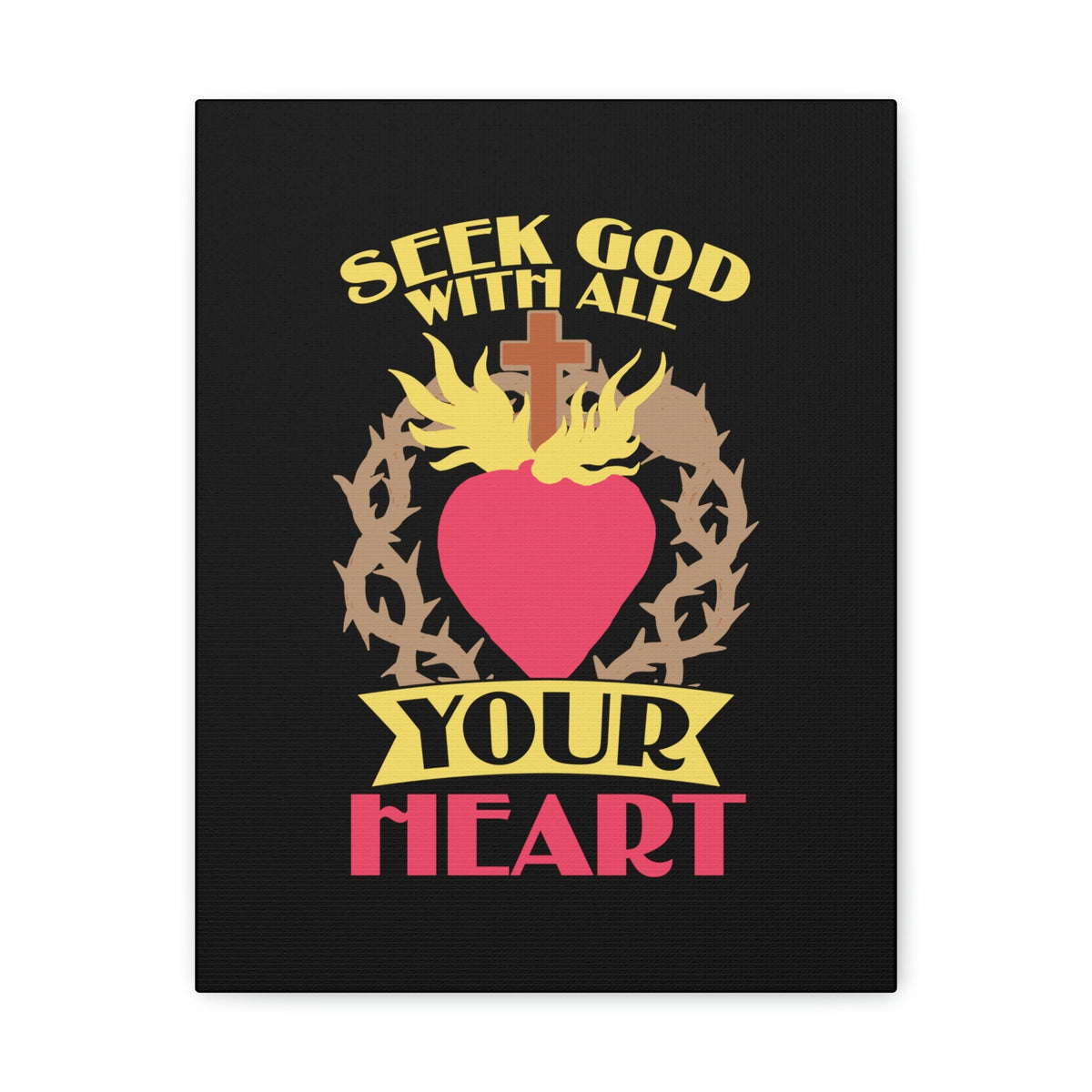 Scripture Walls Seek God Matthew 6:33 Flaming Heart Christian Wall Art Bible Verse Print Ready to Hang Unframed-Express Your Love Gifts