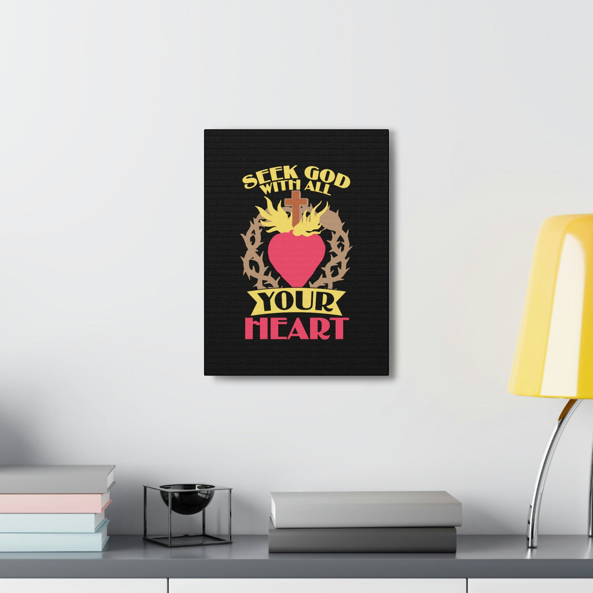 Scripture Walls Seek God Matthew 6:33 Flaming Heart Christian Wall Art Bible Verse Print Ready to Hang Unframed-Express Your Love Gifts