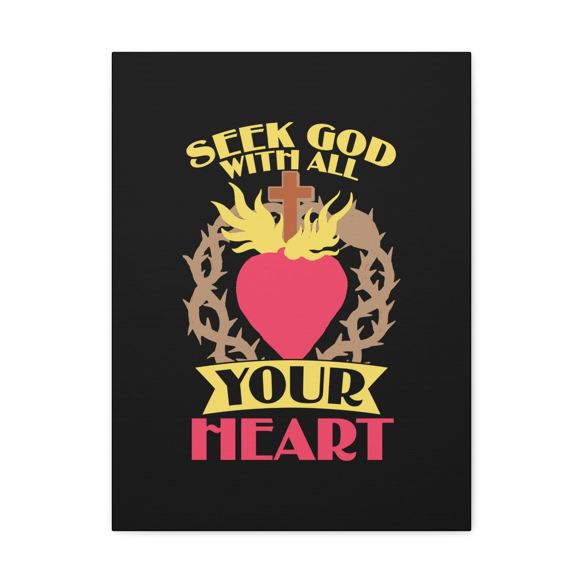 Scripture Walls Seek God Matthew 6:33 Flaming Heart Christian Wall Art Bible Verse Print Ready to Hang Unframed-Express Your Love Gifts