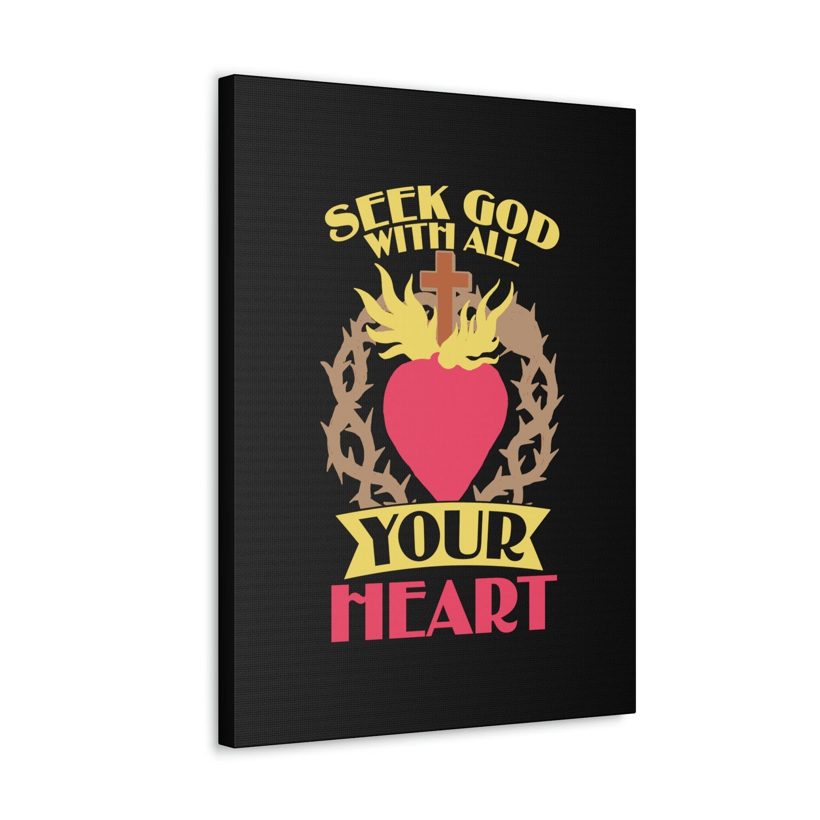 Scripture Walls Seek God Matthew 6:33 Flaming Heart Christian Wall Art Bible Verse Print Ready to Hang Unframed-Express Your Love Gifts