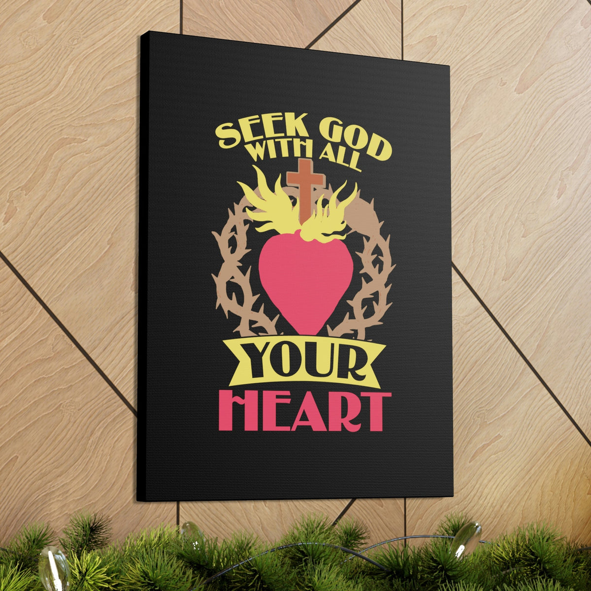Scripture Walls Seek God Matthew 6:33 Flaming Heart Christian Wall Art Bible Verse Print Ready to Hang Unframed-Express Your Love Gifts