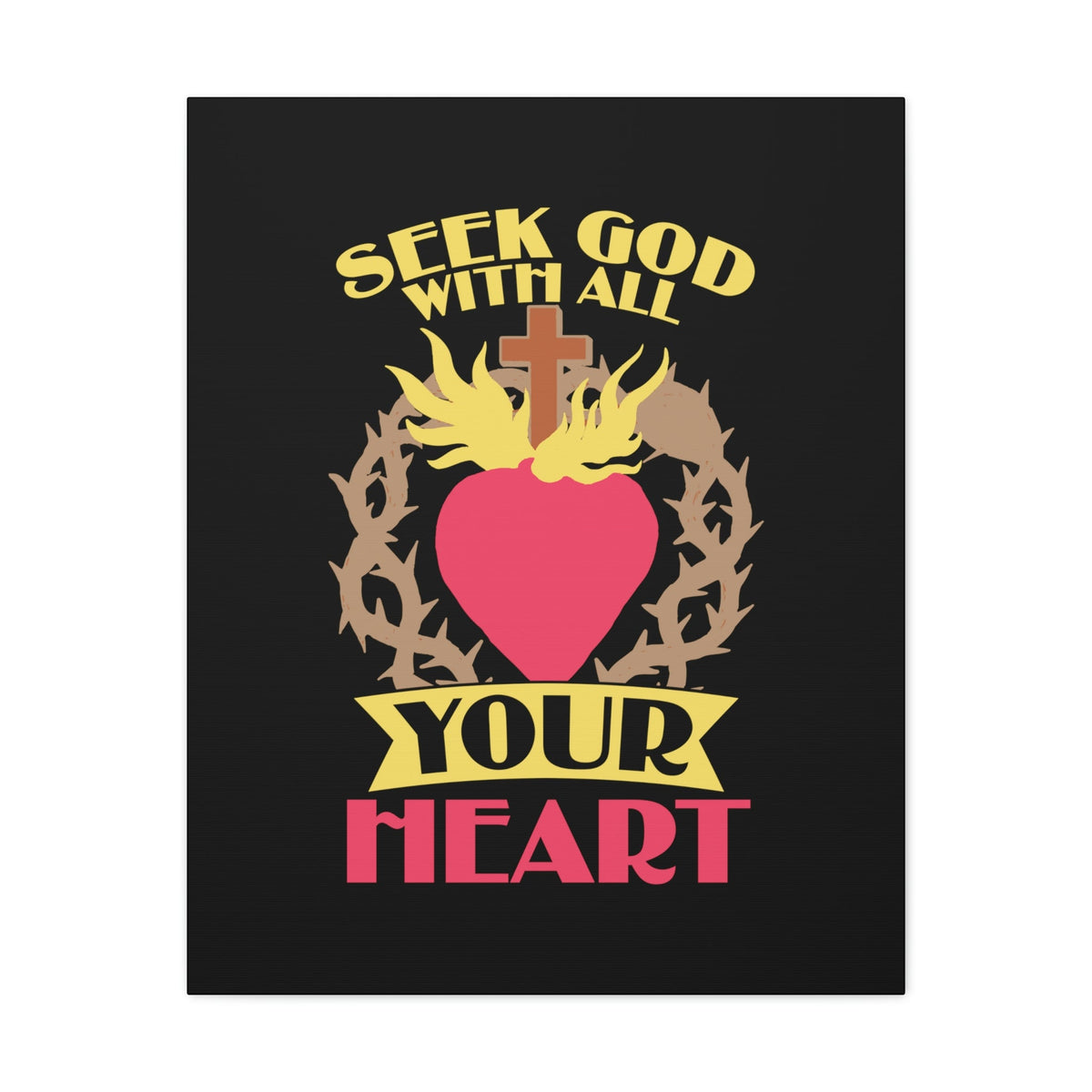 Scripture Walls Seek God Matthew 6:33 Flaming Heart Christian Wall Art Bible Verse Print Ready to Hang Unframed-Express Your Love Gifts