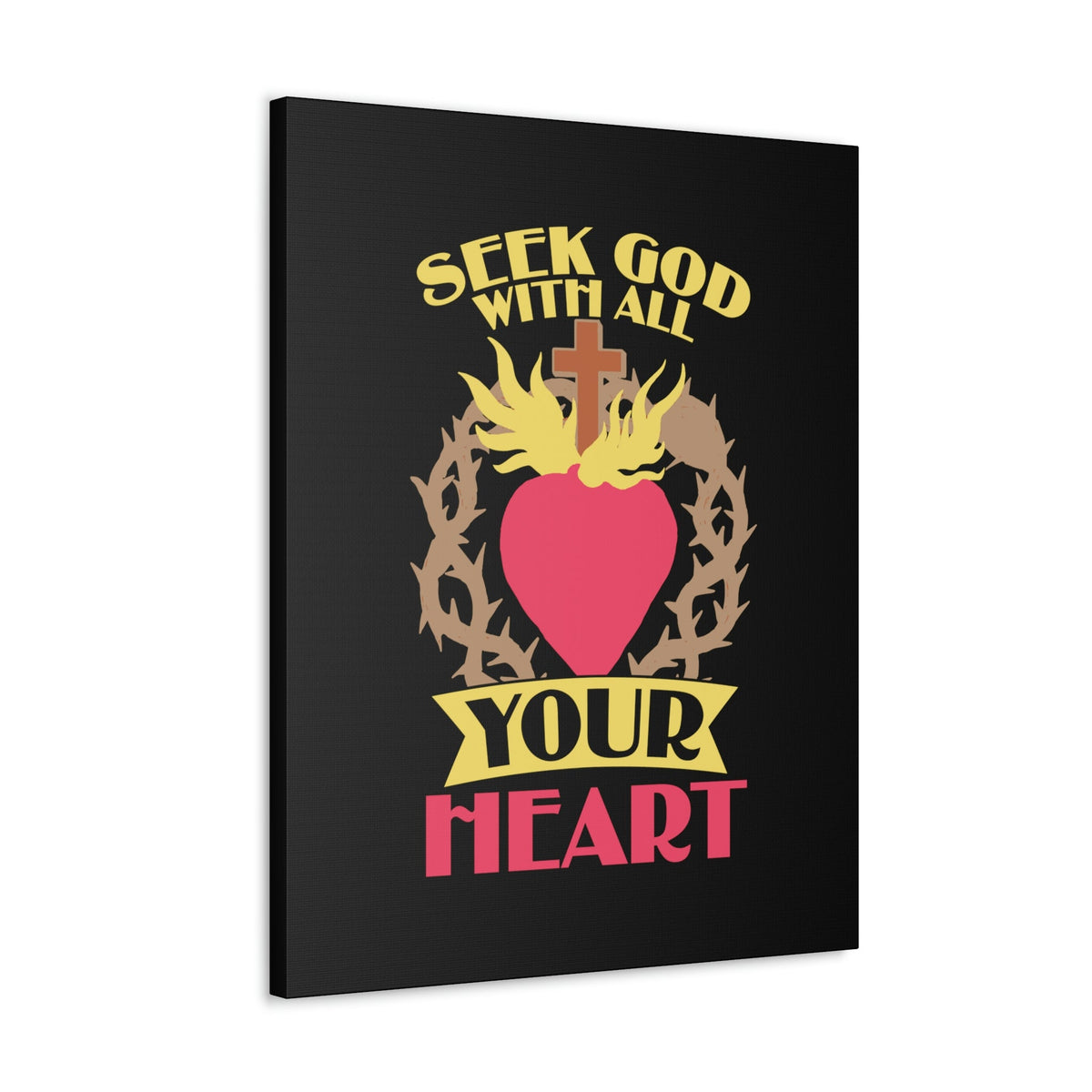 Scripture Walls Seek God Matthew 6:33 Flaming Heart Christian Wall Art Bible Verse Print Ready to Hang Unframed-Express Your Love Gifts