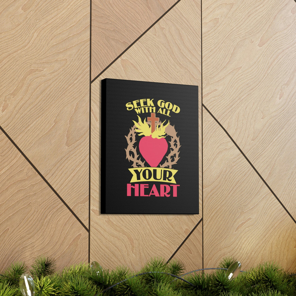 Scripture Walls Seek God Matthew 6:33 Flaming Heart Christian Wall Art Bible Verse Print Ready to Hang Unframed-Express Your Love Gifts