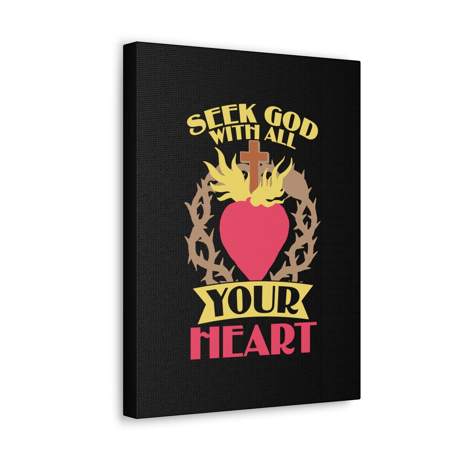 Scripture Walls Seek God Matthew 6:33 Flaming Heart Christian Wall Art Bible Verse Print Ready to Hang Unframed-Express Your Love Gifts