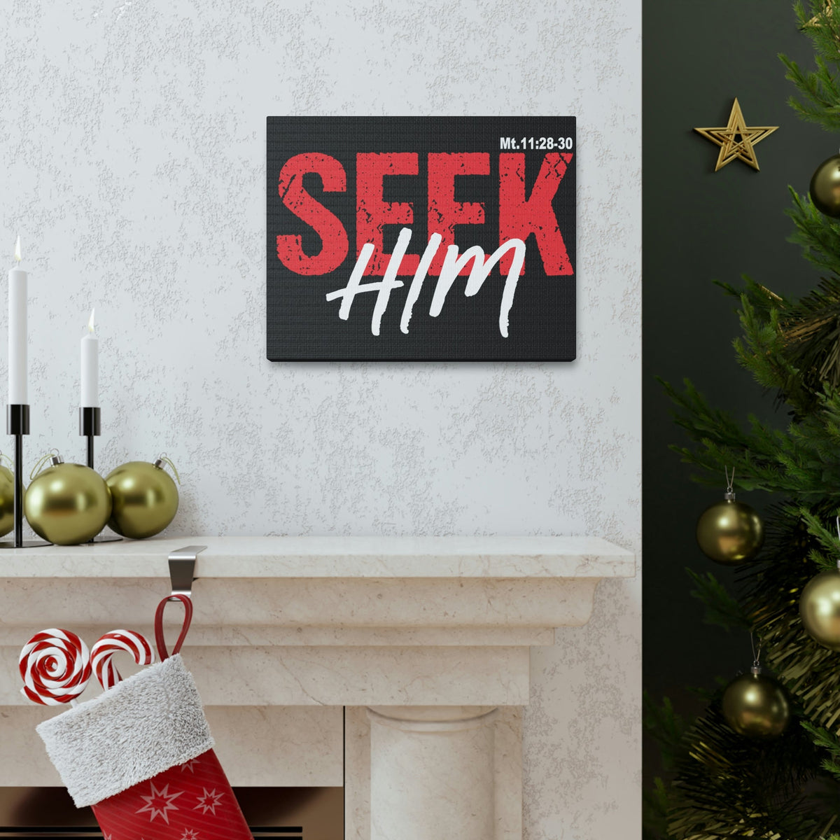 Scripture Walls Seek Him Matthew 11:28 Bible Verse Canvas Christian Wall Art Ready To Hang Unframed-Express Your Love Gifts
