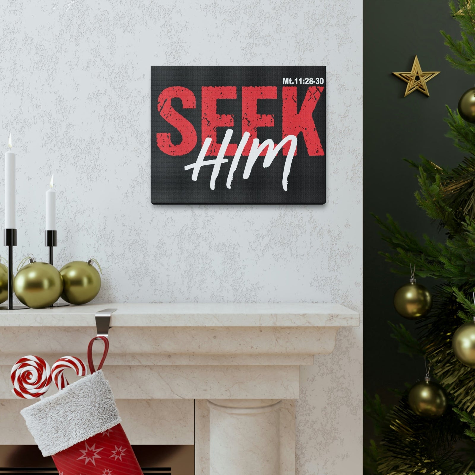 Scripture Walls Seek Him Matthew 11:28 Bible Verse Canvas Christian Wall Art Ready To Hang Unframed-Express Your Love Gifts