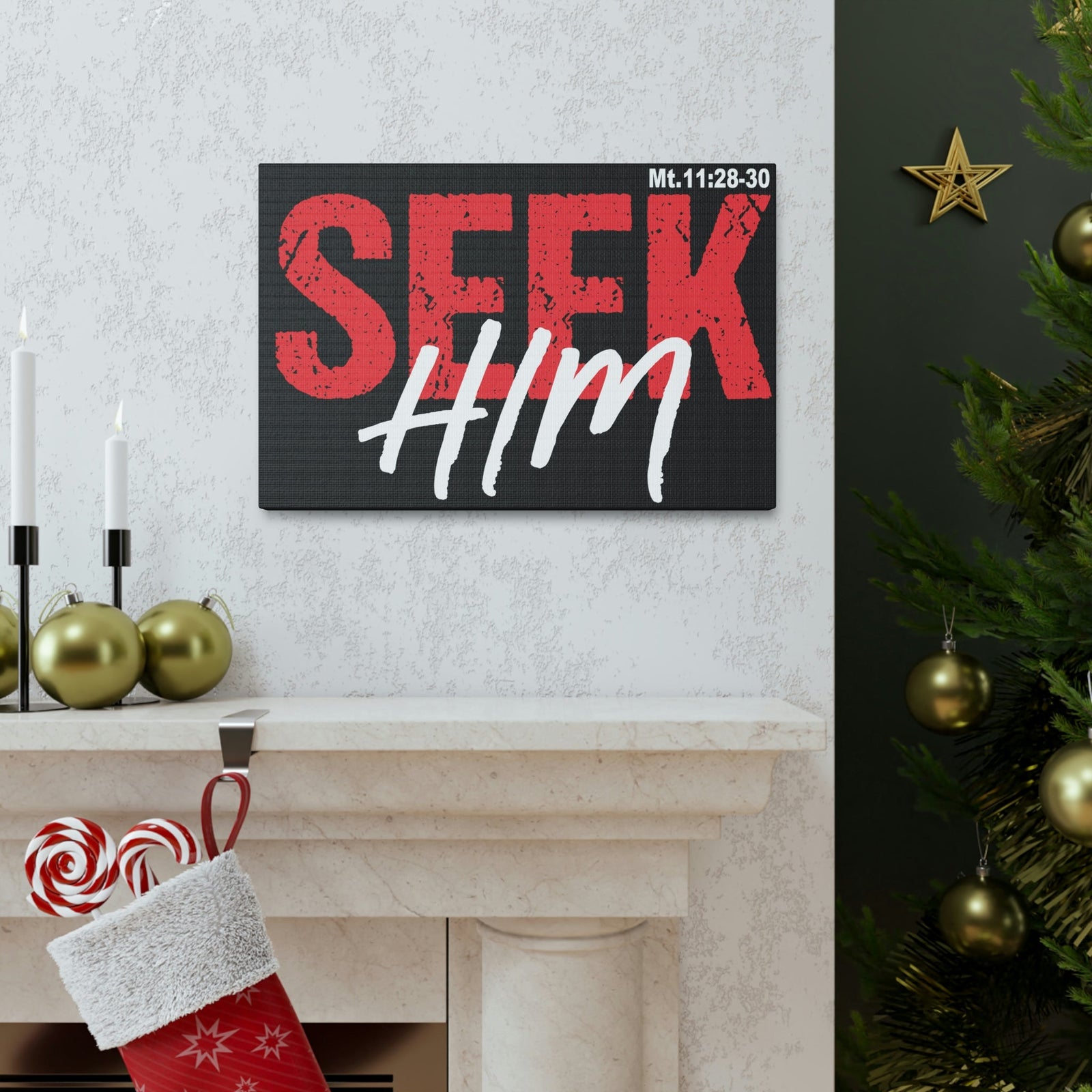 Scripture Walls Seek Him Matthew 11:28 Bible Verse Canvas Christian Wall Art Ready To Hang Unframed-Express Your Love Gifts