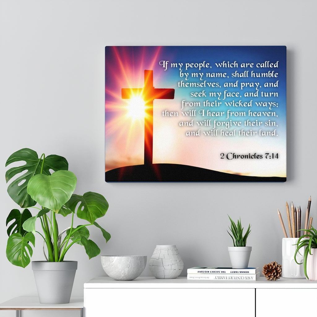 Scripture Walls Seek My Face 2 Chronicles 7:14 Bible Verse Canvas Christian Wall Art Ready to Hang Unframed-Express Your Love Gifts