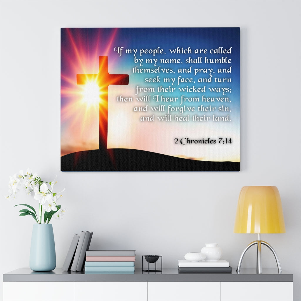 Scripture Walls Seek My Face 2 Chronicles 7:14 Bible Verse Canvas Christian Wall Art Ready to Hang Unframed-Express Your Love Gifts