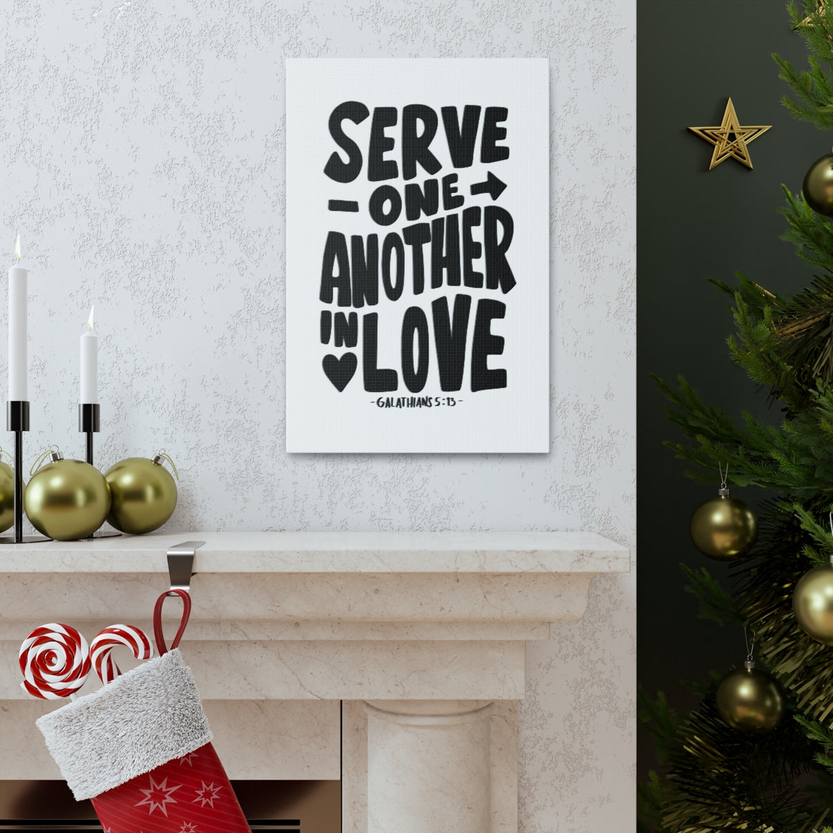 Scripture Walls Serve One Another Galatians 5:13 Bible Verse Canvas Christian Wall Art Ready to Hang Unframed-Express Your Love Gifts