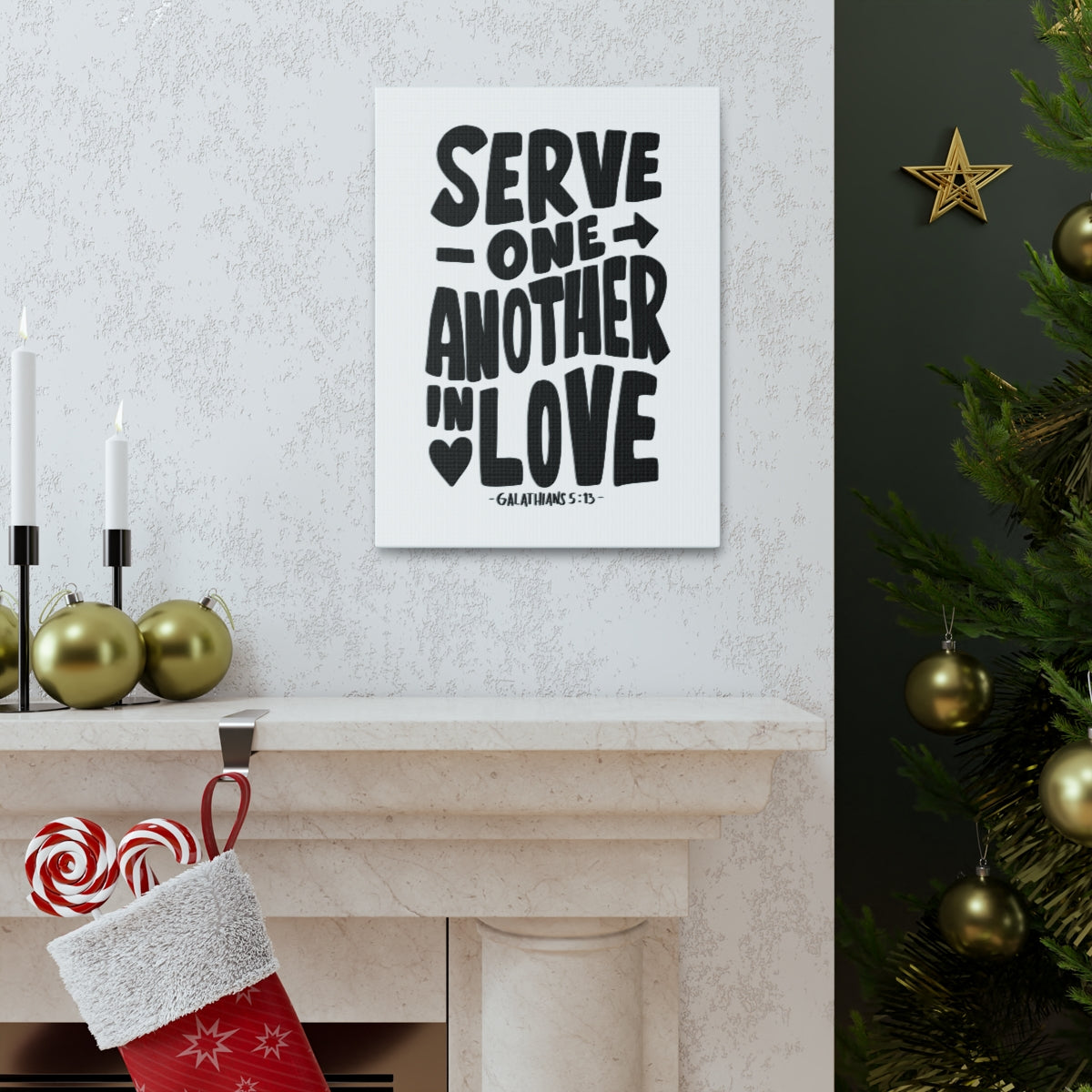 Scripture Walls Serve One Another In Love Galatians 5:13 Bible Verse Canvas Christian Wall Art Ready to Hang Unframed-Express Your Love Gifts
