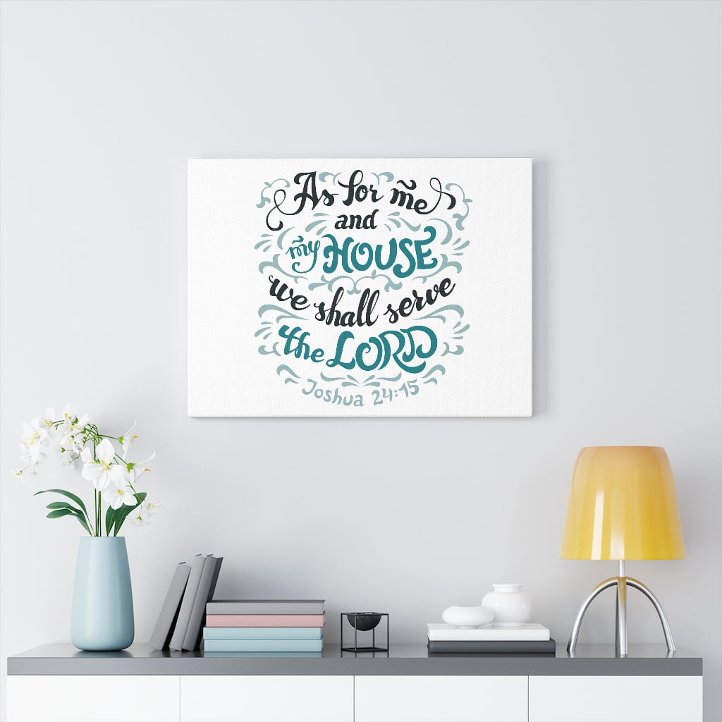 Scripture Walls Serve The Lord Light Blue Joshua 24:15 Bible Verse Canvas Christian Wall Art Ready to Hang Unframed-Express Your Love Gifts
