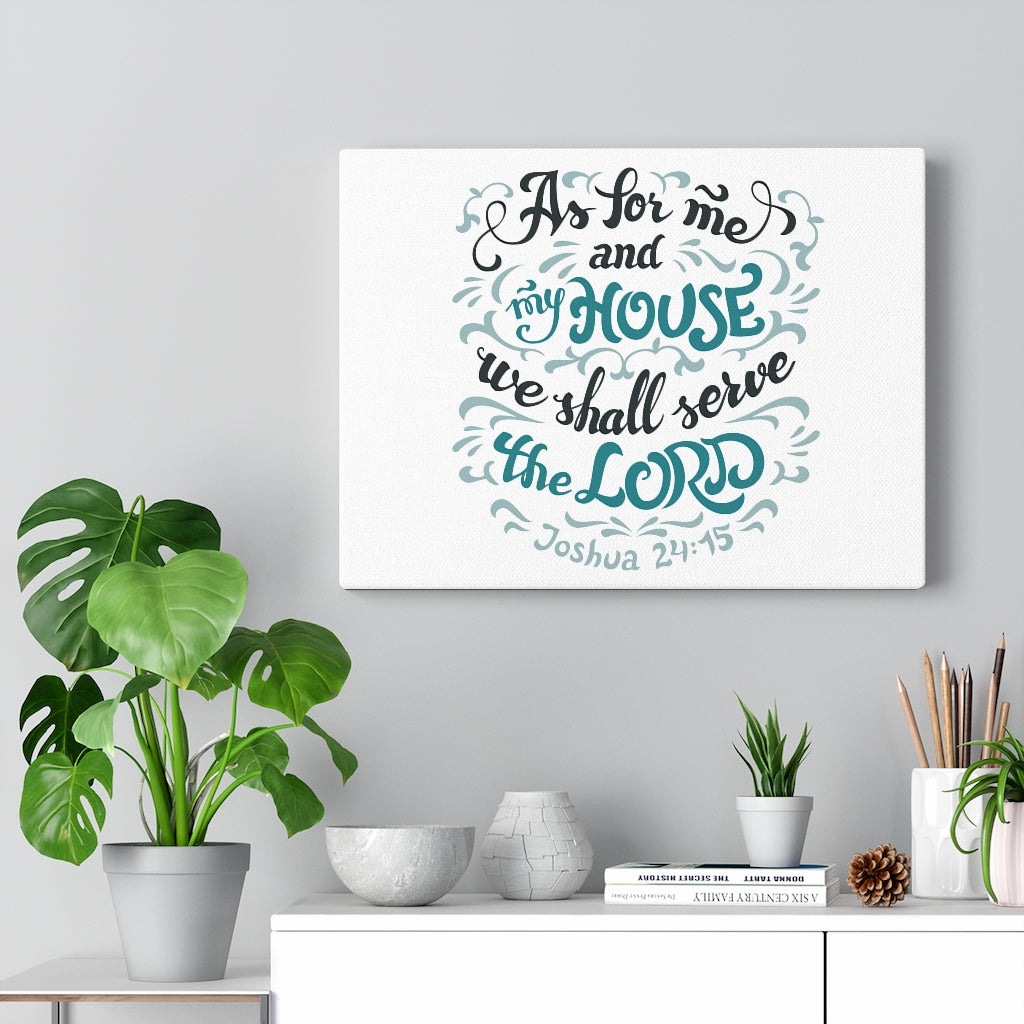 Scripture Walls Serve The Lord Light Blue Joshua 24:15 Bible Verse Canvas Christian Wall Art Ready to Hang Unframed-Express Your Love Gifts