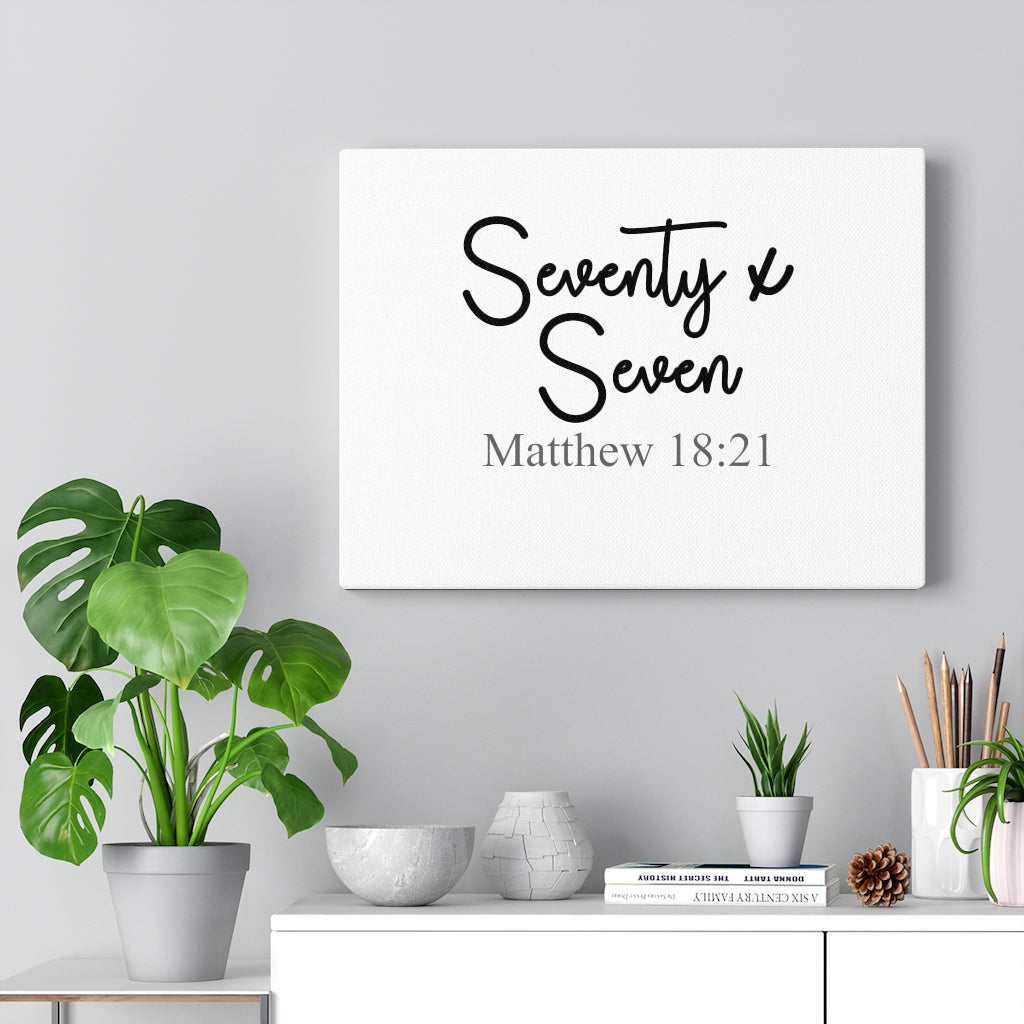Scripture Walls Seventy Seven Matthew 18:21 Bible Verse Canvas Christian Wall Art Ready to Hang Unframed-Express Your Love Gifts