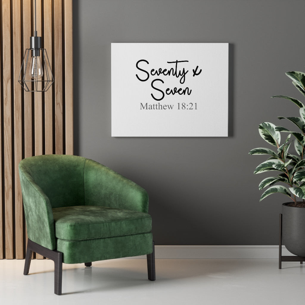 Scripture Walls Seventy Seven Matthew 18:21 Bible Verse Canvas Christian Wall Art Ready to Hang Unframed-Express Your Love Gifts