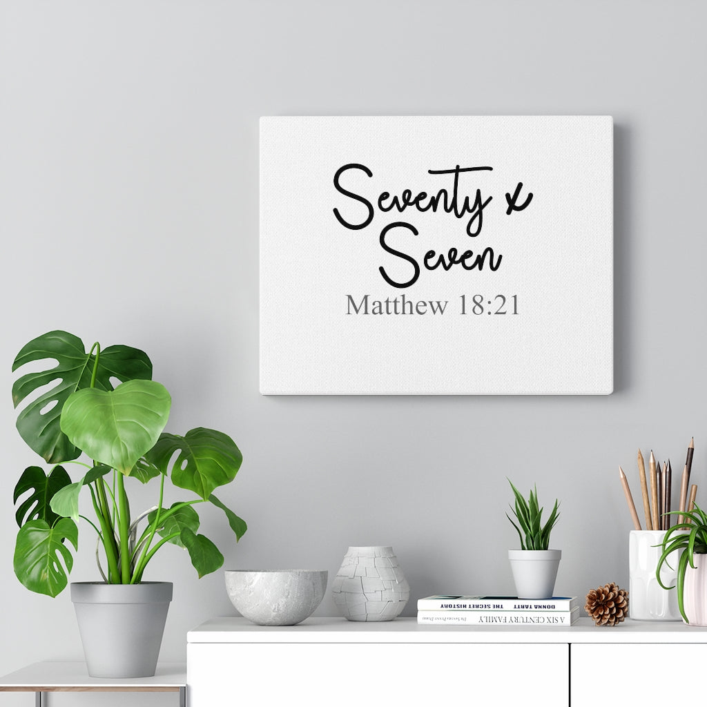 Scripture Walls Seventy Seven Matthew 18:21 Bible Verse Canvas Christian Wall Art Ready to Hang Unframed-Express Your Love Gifts