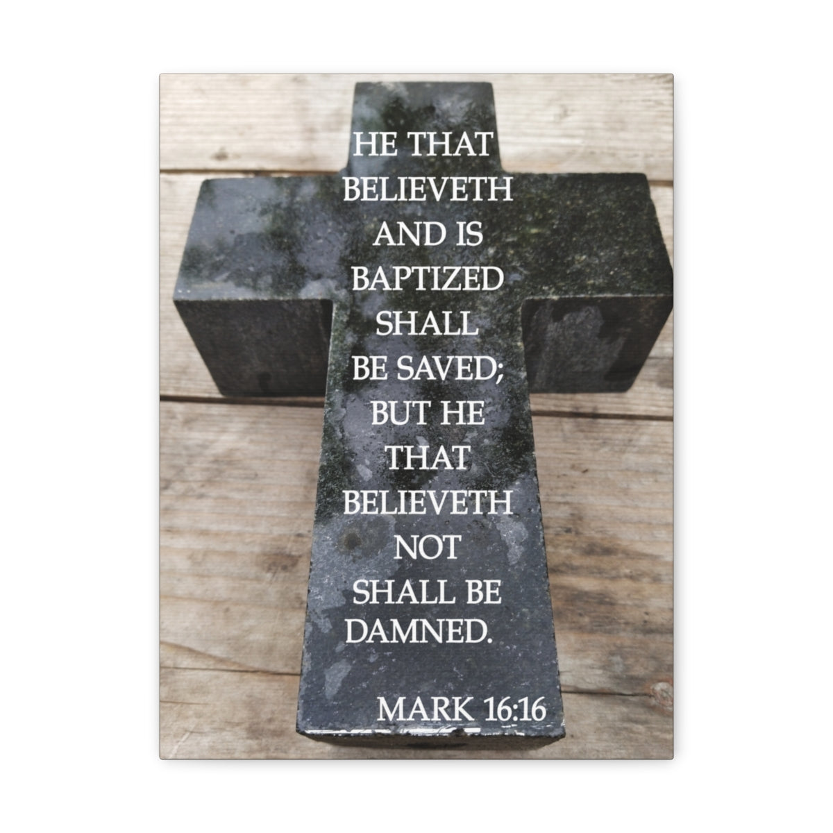 Scripture Walls Shall Be Saved Mark 16:16 Bible Verse Canvas Christian Wall Art Bible Verse Print Ready To Hang Unframed-Express Your Love Gifts