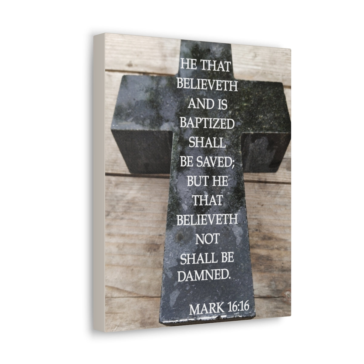 Scripture Walls Shall Be Saved Mark 16:16 Bible Verse Canvas Christian Wall Art Bible Verse Print Ready To Hang Unframed-Express Your Love Gifts
