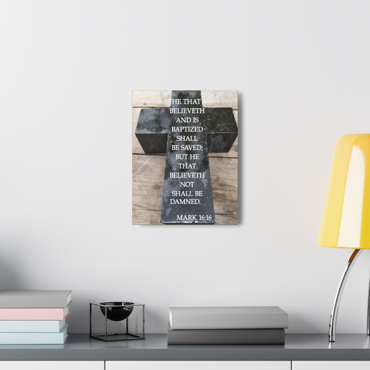 Scripture Walls Shall Be Saved Mark 16:16 Bible Verse Canvas Christian Wall Art Bible Verse Print Ready To Hang Unframed-Express Your Love Gifts