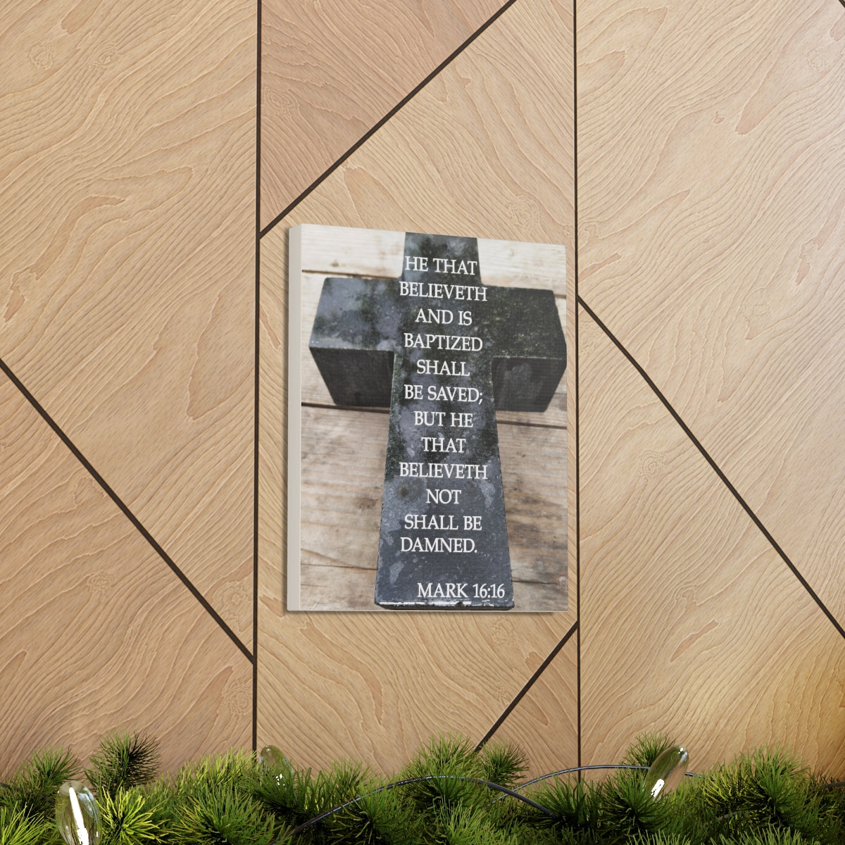 Scripture Walls Shall Be Saved Mark 16:16 Bible Verse Canvas Christian Wall Art Bible Verse Print Ready To Hang Unframed-Express Your Love Gifts