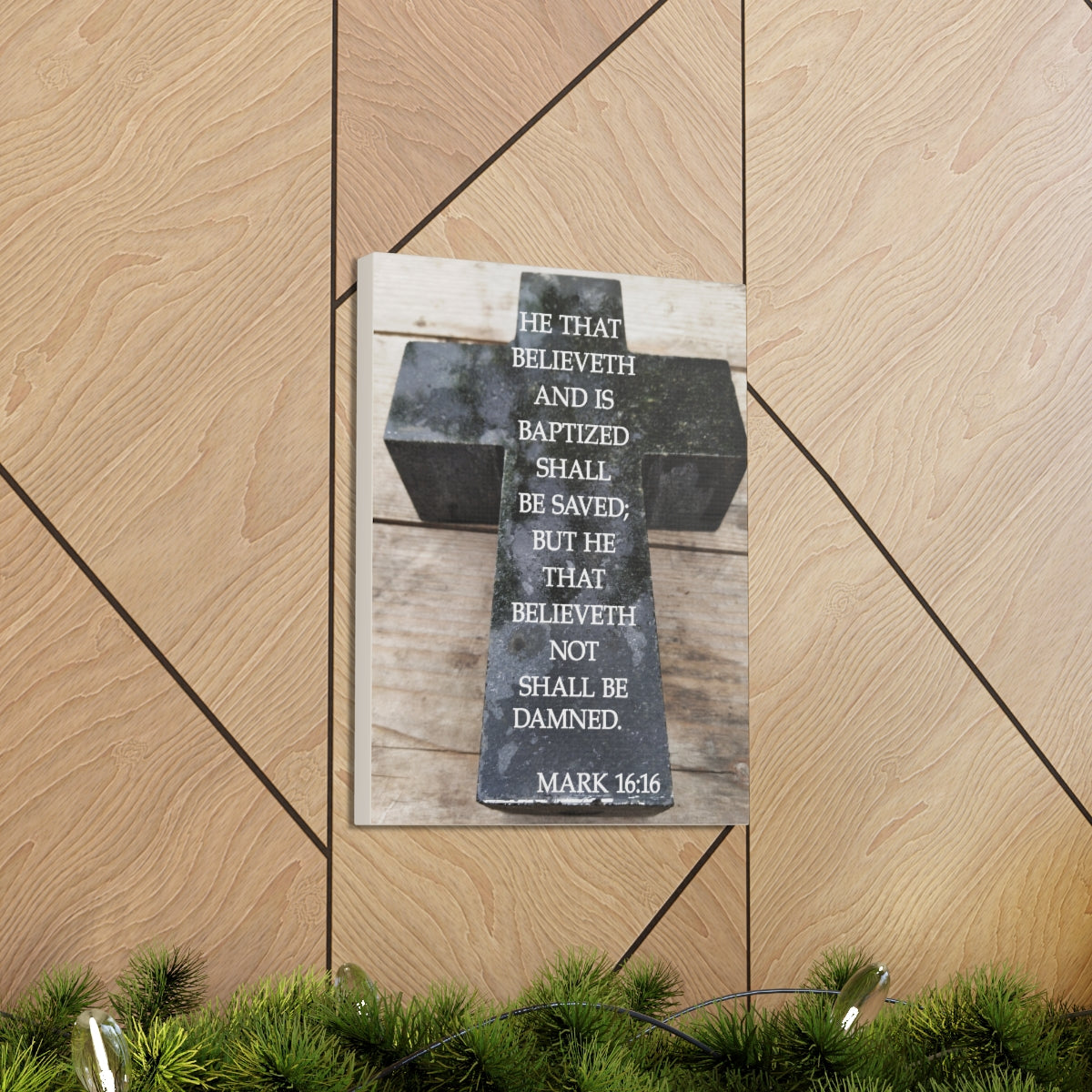 Scripture Walls Shall Be Saved Mark 16:16 Bible Verse Canvas Christian Wall Art Bible Verse Print Ready To Hang Unframed-Express Your Love Gifts