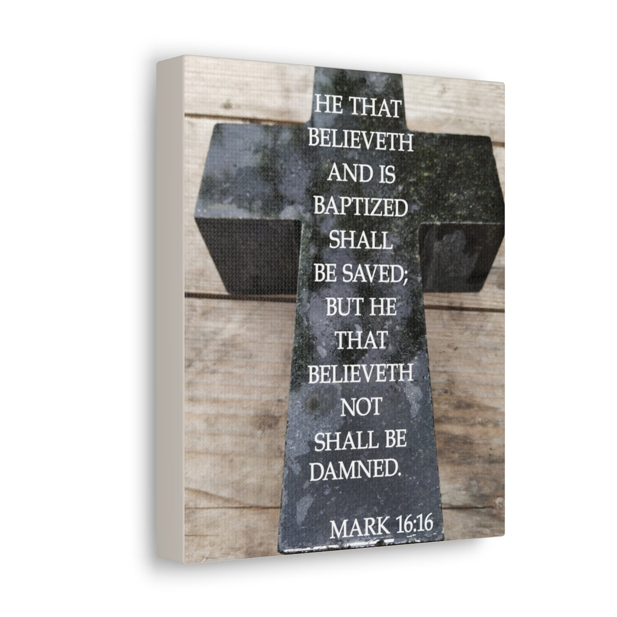 Scripture Walls Shall Be Saved Mark 16:16 Bible Verse Canvas Christian Wall Art Bible Verse Print Ready To Hang Unframed-Express Your Love Gifts