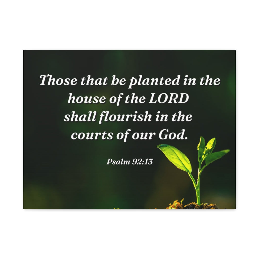Scripture Walls Shall Flourish Psalm 92:13 Bible Verse Canvas Christian Wall Art Ready to Hang Unframed-Express Your Love Gifts