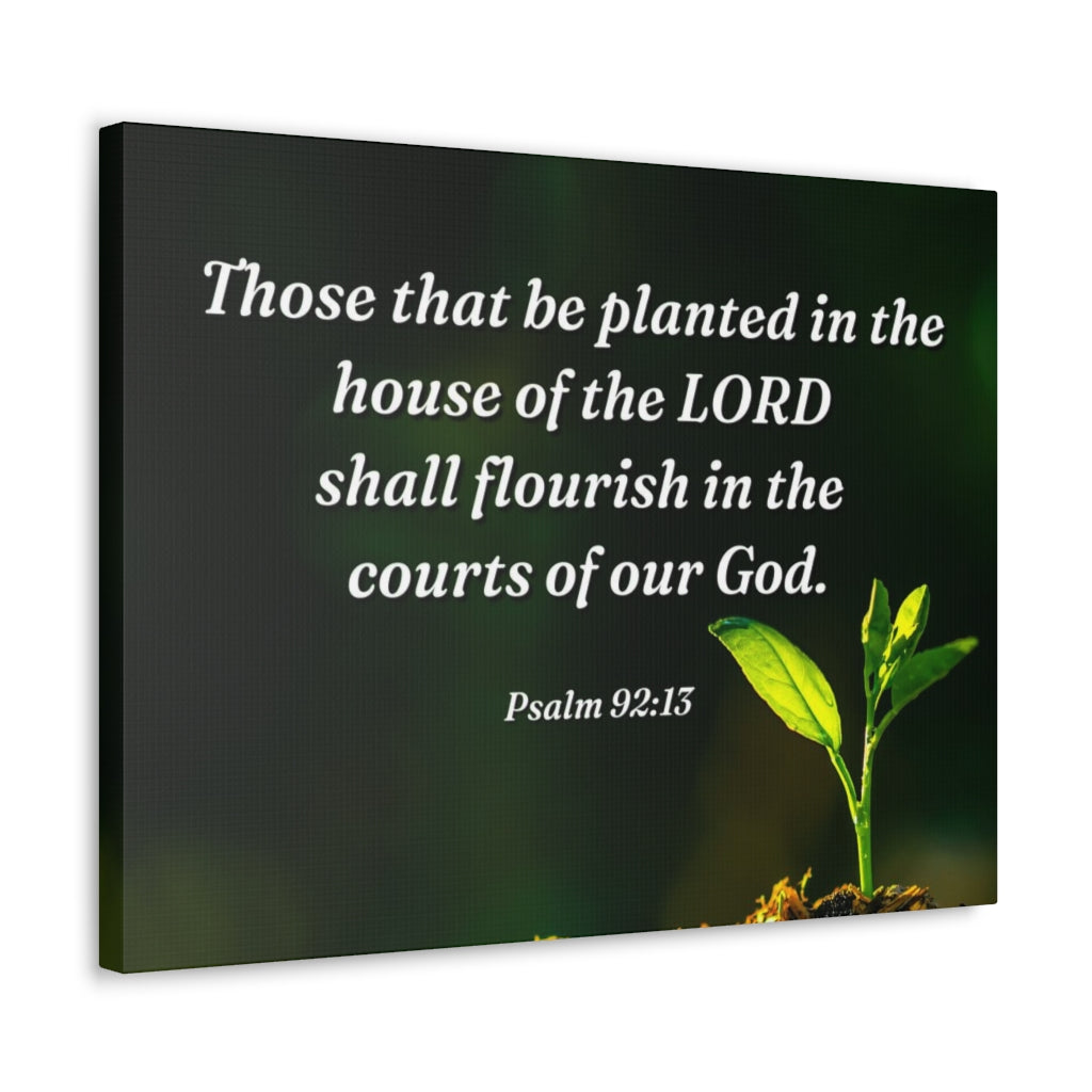 Scripture Walls Shall Flourish Psalm 92:13 Bible Verse Canvas Christian Wall Art Ready to Hang Unframed-Express Your Love Gifts