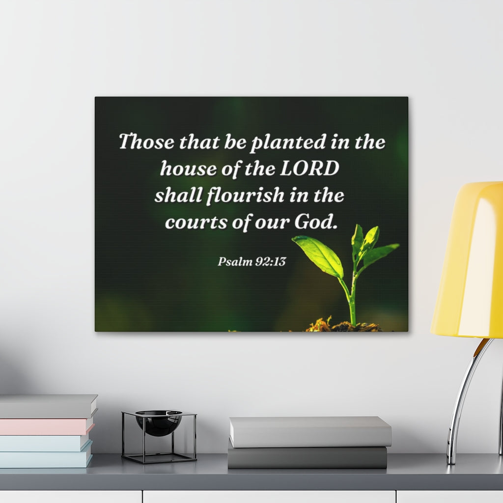 Scripture Walls Shall Flourish Psalm 92:13 Bible Verse Canvas Christian Wall Art Ready to Hang Unframed-Express Your Love Gifts