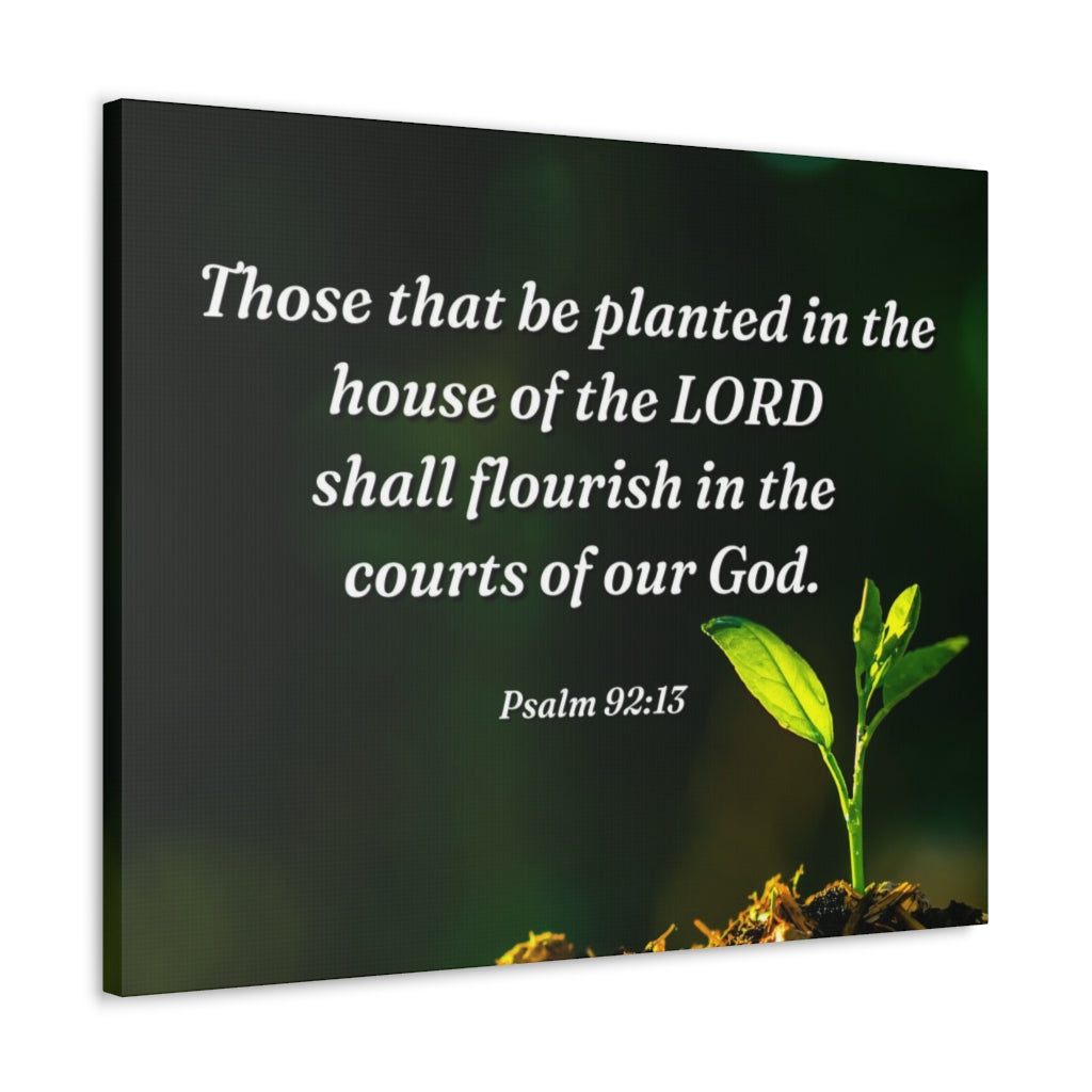 Scripture Walls Shall Flourish Psalm 92:13 Bible Verse Canvas Christian Wall Art Ready to Hang Unframed-Express Your Love Gifts
