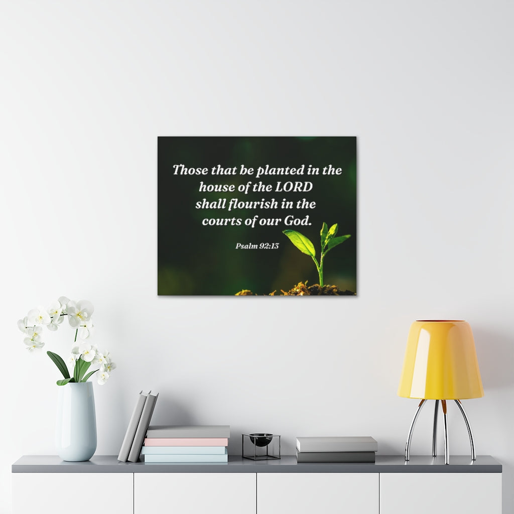 Scripture Walls Shall Flourish Psalm 92:13 Bible Verse Canvas Christian Wall Art Ready to Hang Unframed-Express Your Love Gifts