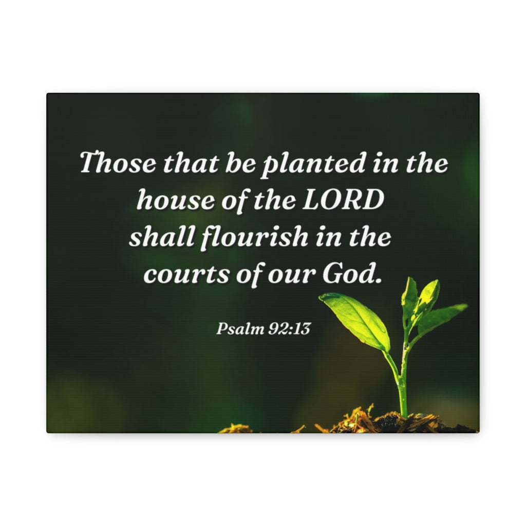 Scripture Walls Shall Flourish Psalm 92:13 Bible Verse Canvas Christian Wall Art Ready to Hang Unframed-Express Your Love Gifts