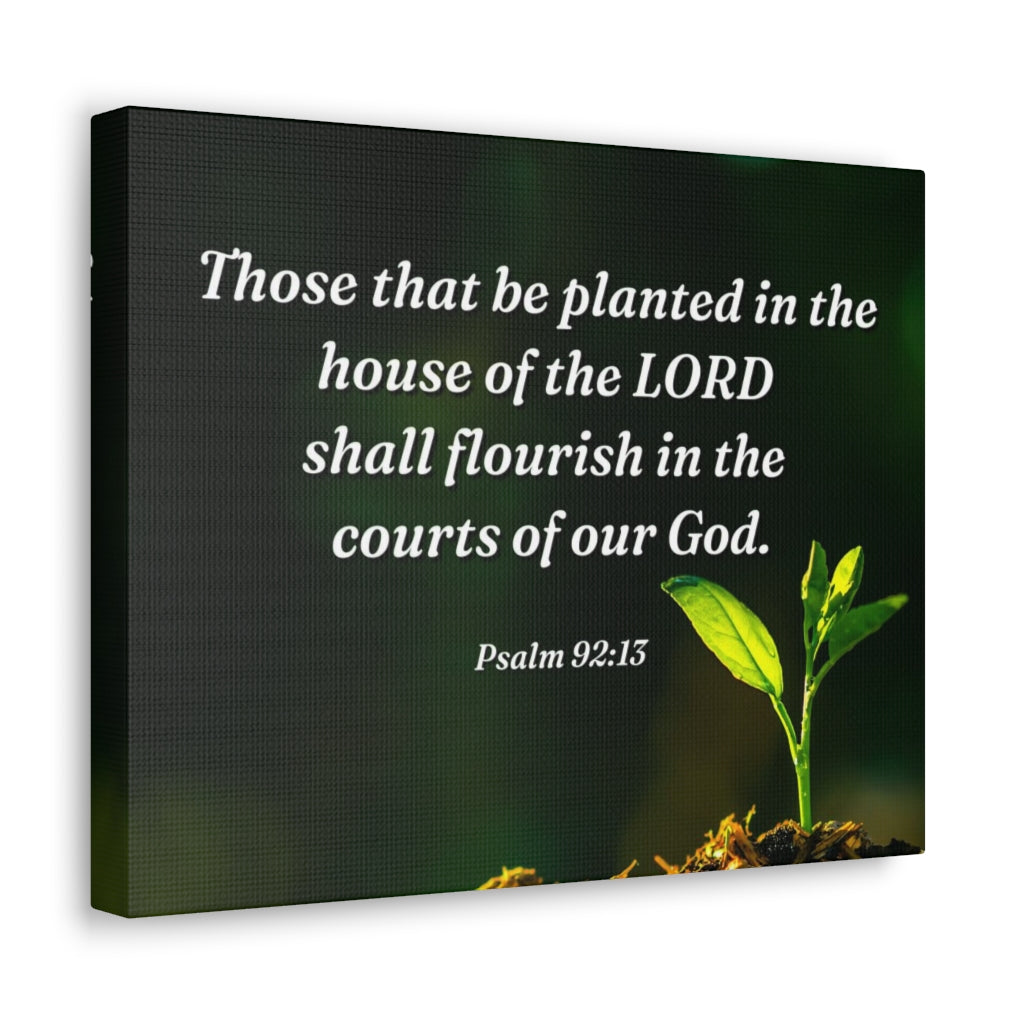 Scripture Walls Shall Flourish Psalm 92:13 Bible Verse Canvas Christian Wall Art Ready to Hang Unframed-Express Your Love Gifts