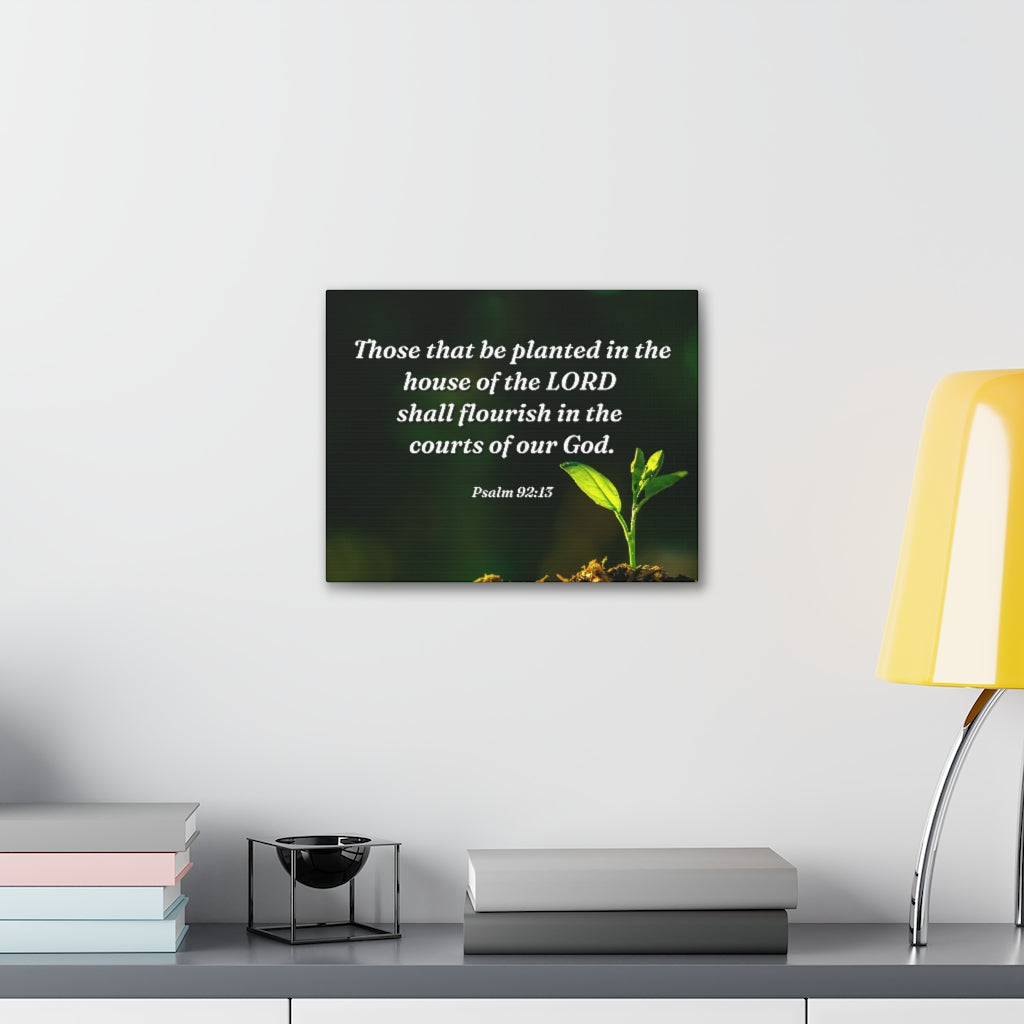 Scripture Walls Shall Flourish Psalm 92:13 Bible Verse Canvas Christian Wall Art Ready to Hang Unframed-Express Your Love Gifts